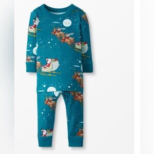 NWOT Hanna Andersson Santa Sleigh Reindeer Christmas Pajamas 6-12 months 70 cm